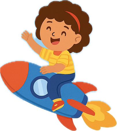 Child in a rocket costume flying